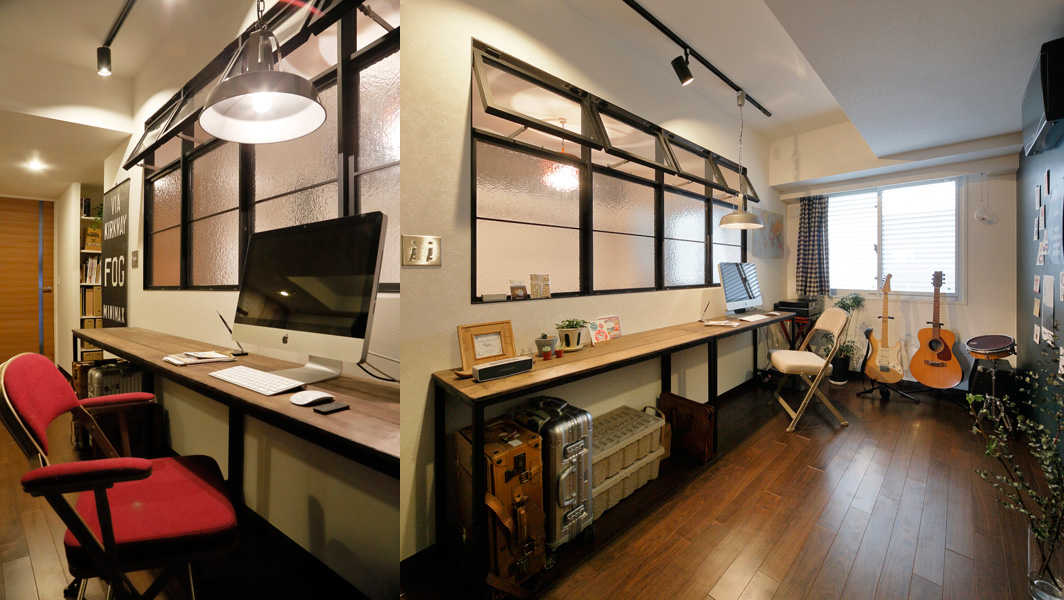 玄関と一体的なワークスペースの様子