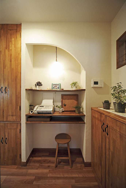 リビング入り口のお出迎えコーナーの様子