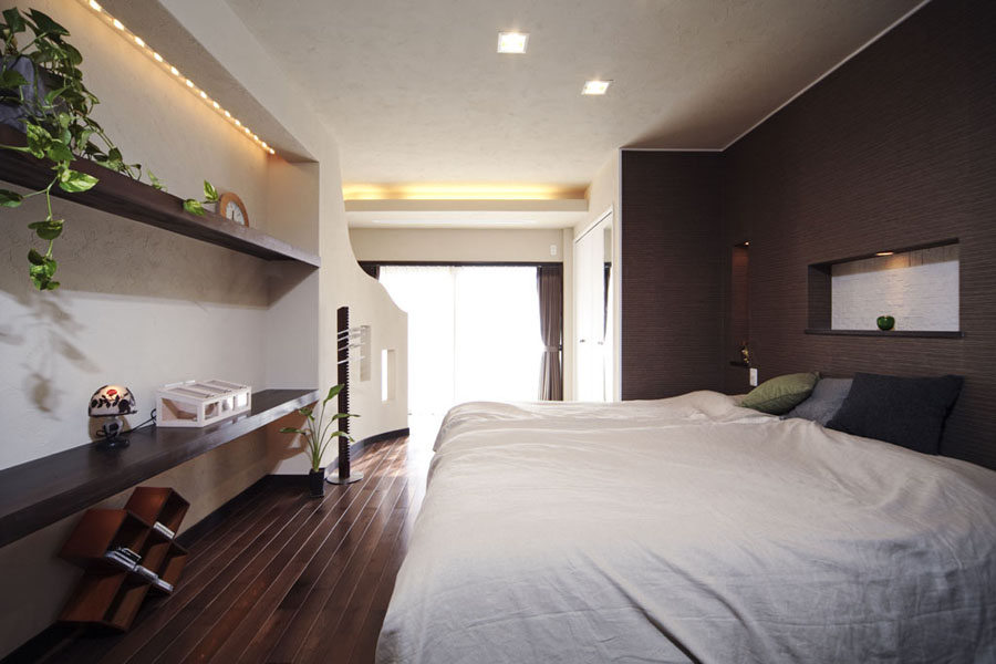 南向きに配置した寝室の様子