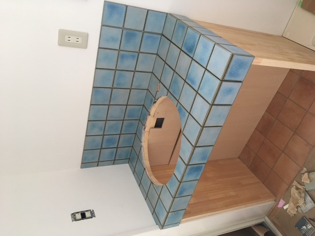 洗面造作　タイル