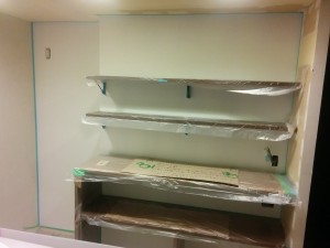 集成材のキッチン収納