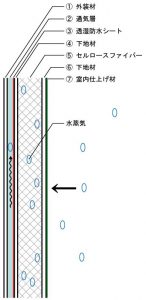 壁体内水蒸気の移動