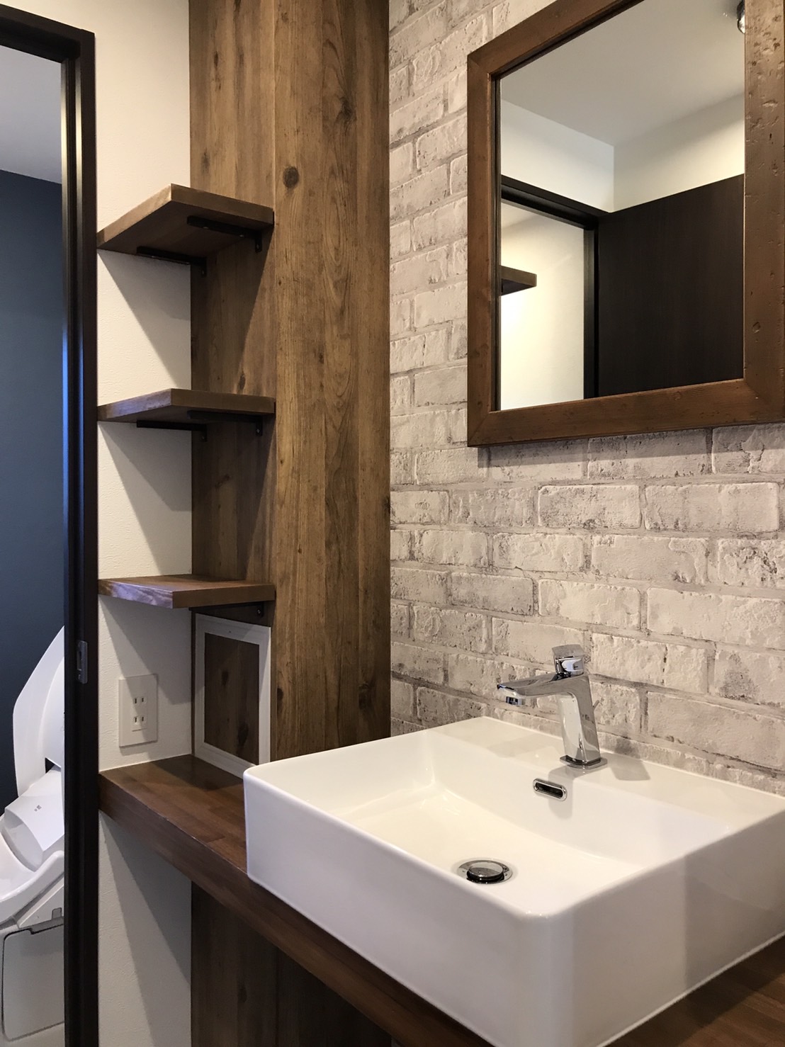 団地リフォーム　造作洗面