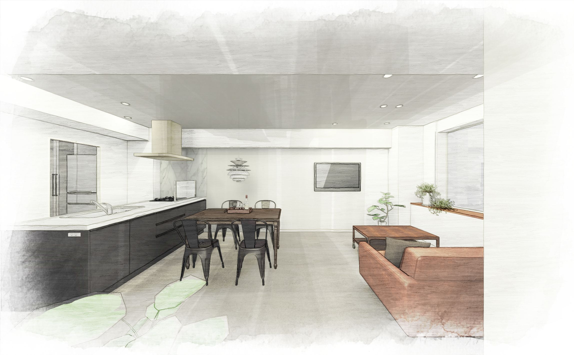 シンプルな間取り②～タイル貼の床～