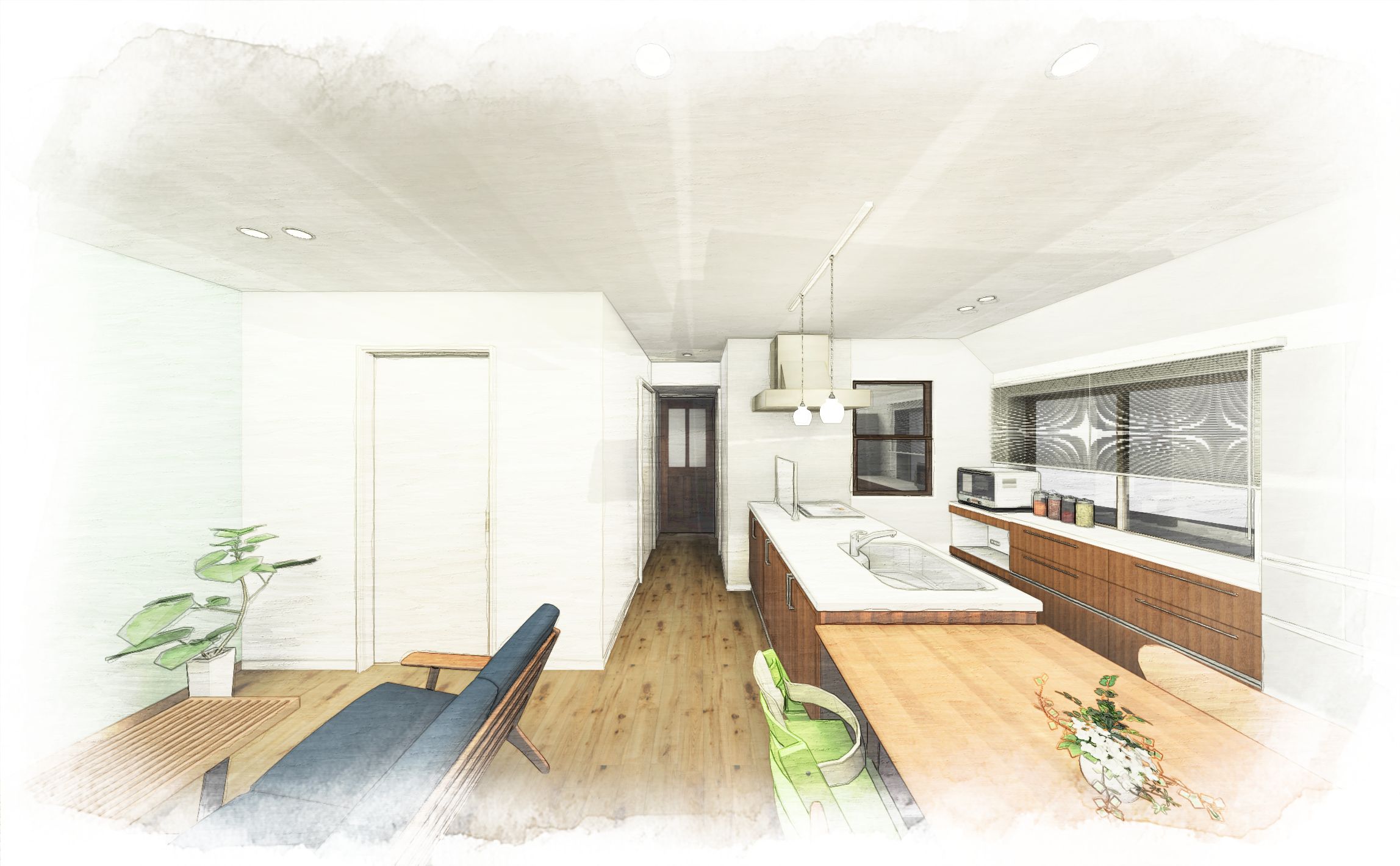 子育てと家事を愉しむLDK～パース①～