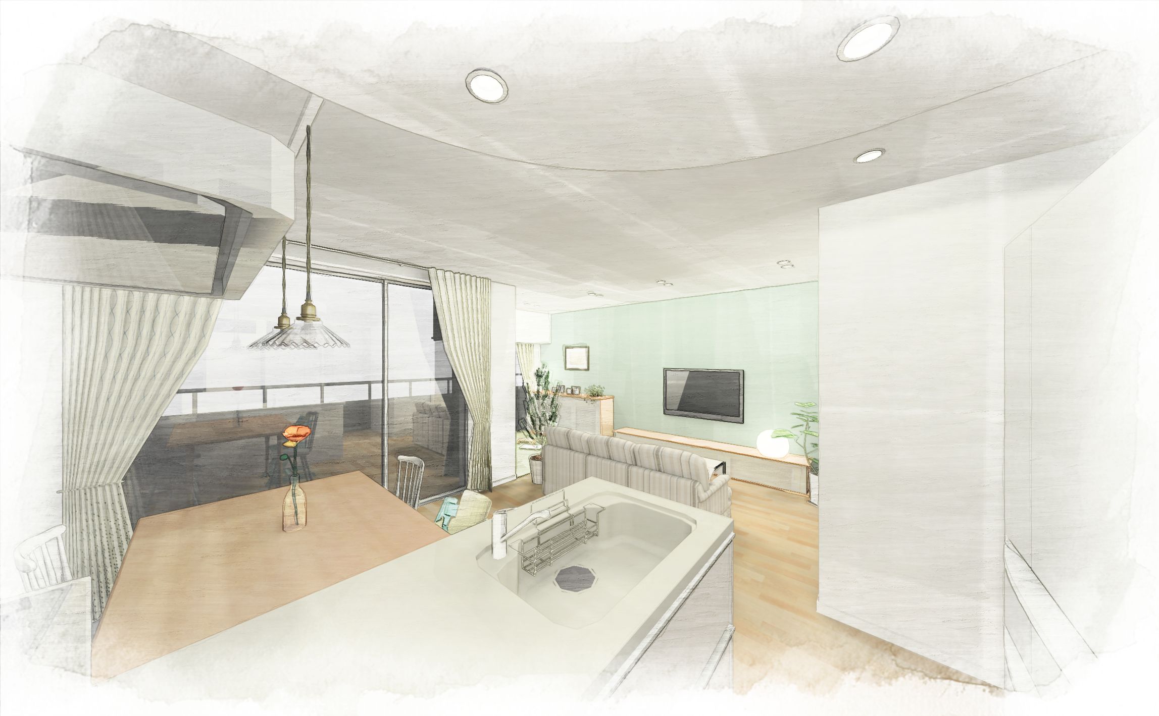 子育てと家事を愉しむLDK～パース②～