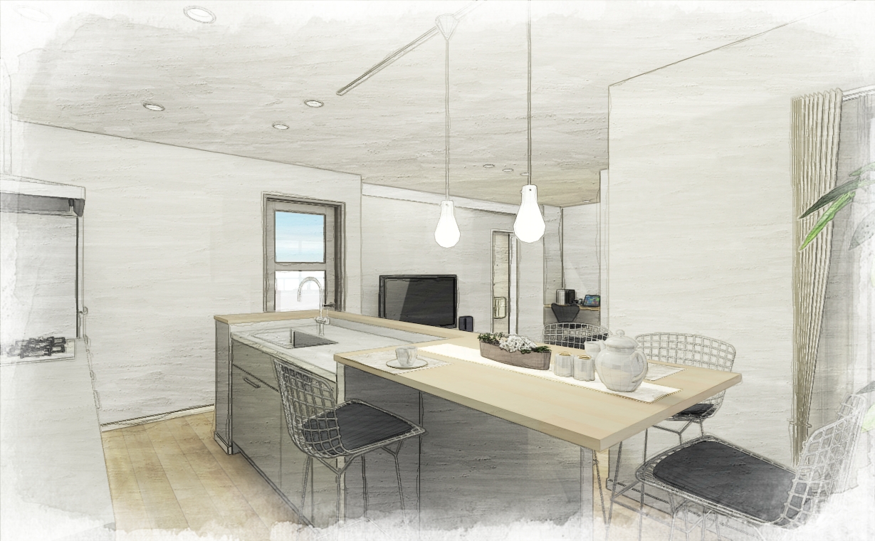 バルコニーに続く憧れのキッチン