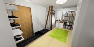 K邸パース-土間､玄関