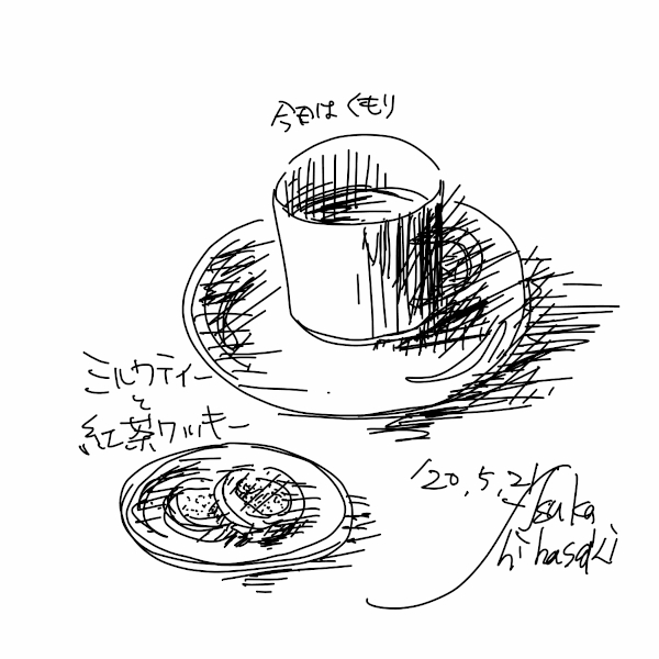今日のスケッチ＊20200521ミルクティーと紅茶クッキー