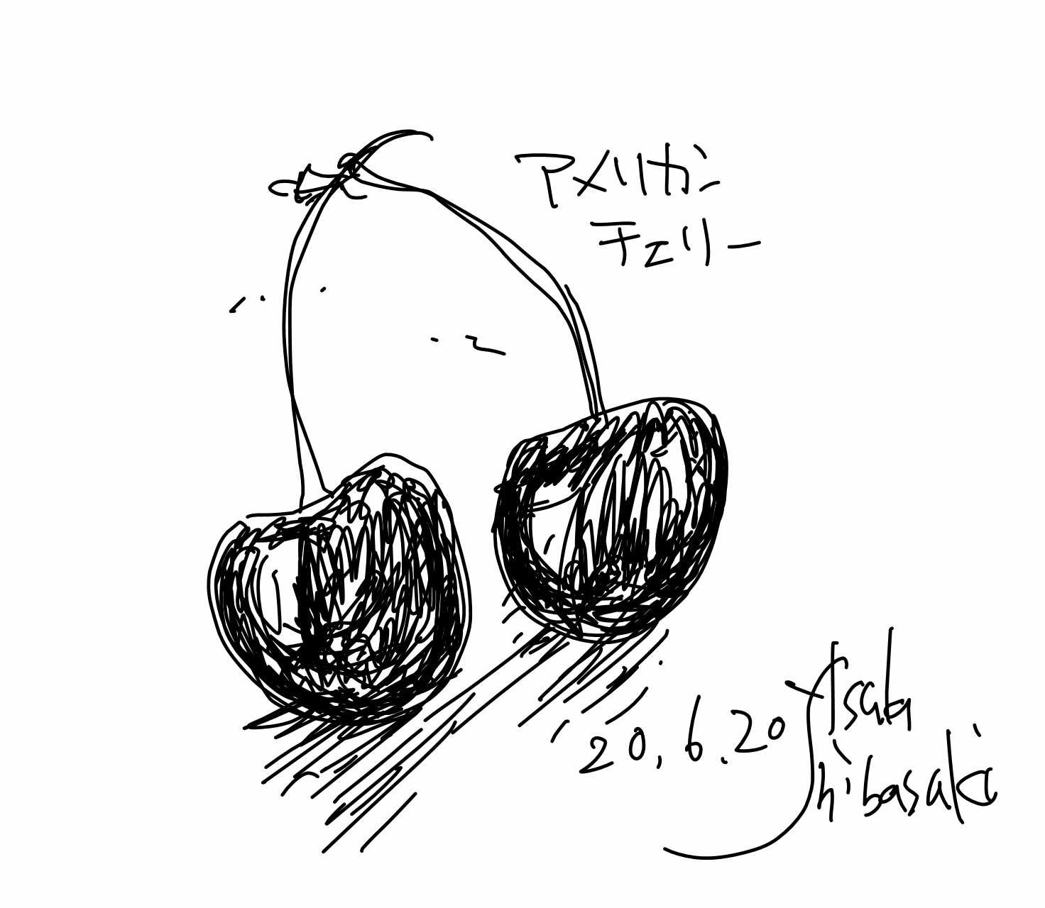 今日のスケッチ＊20200620アメリカンチェリー