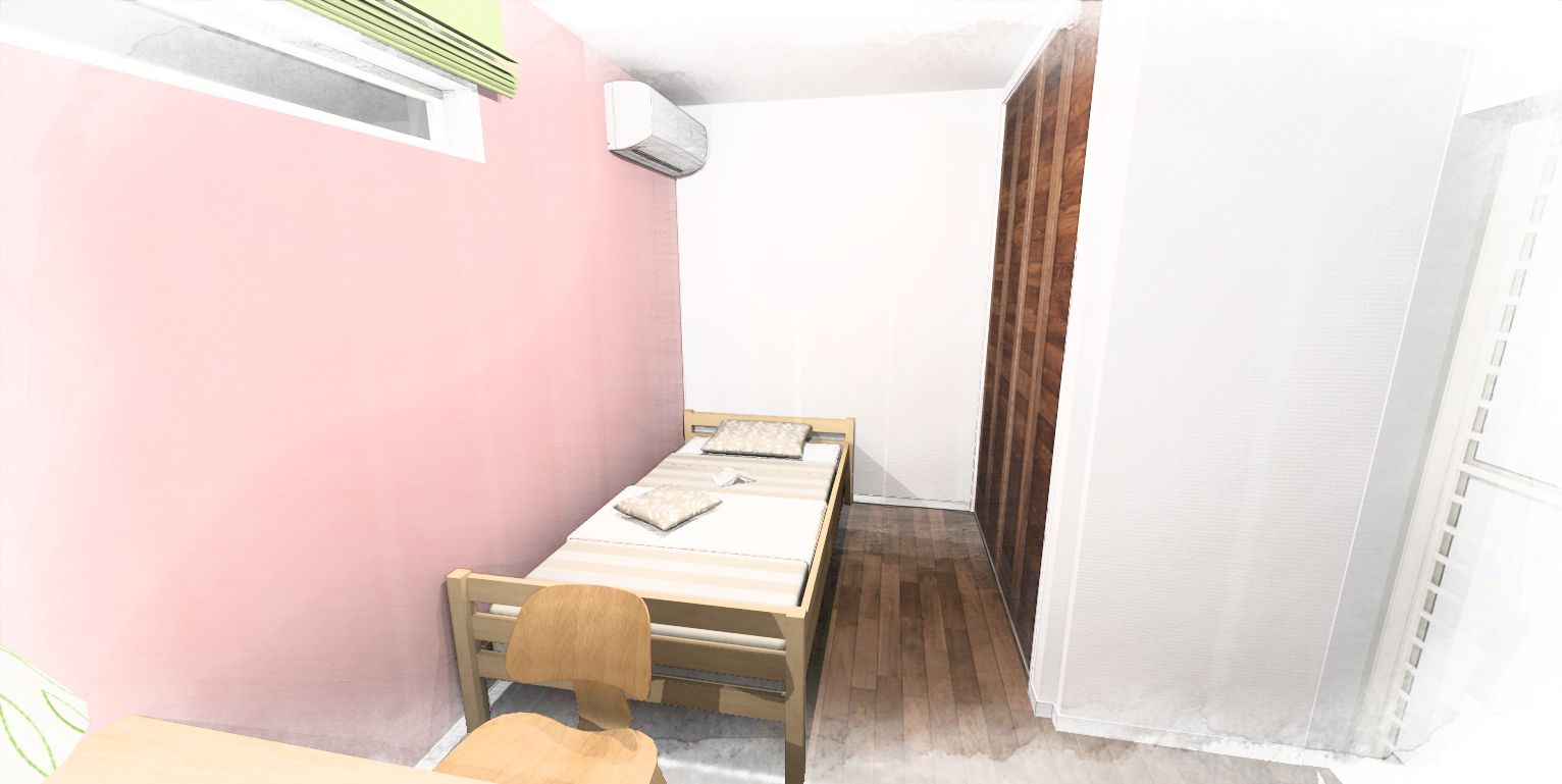 子供部屋にピンク柄クロス♪