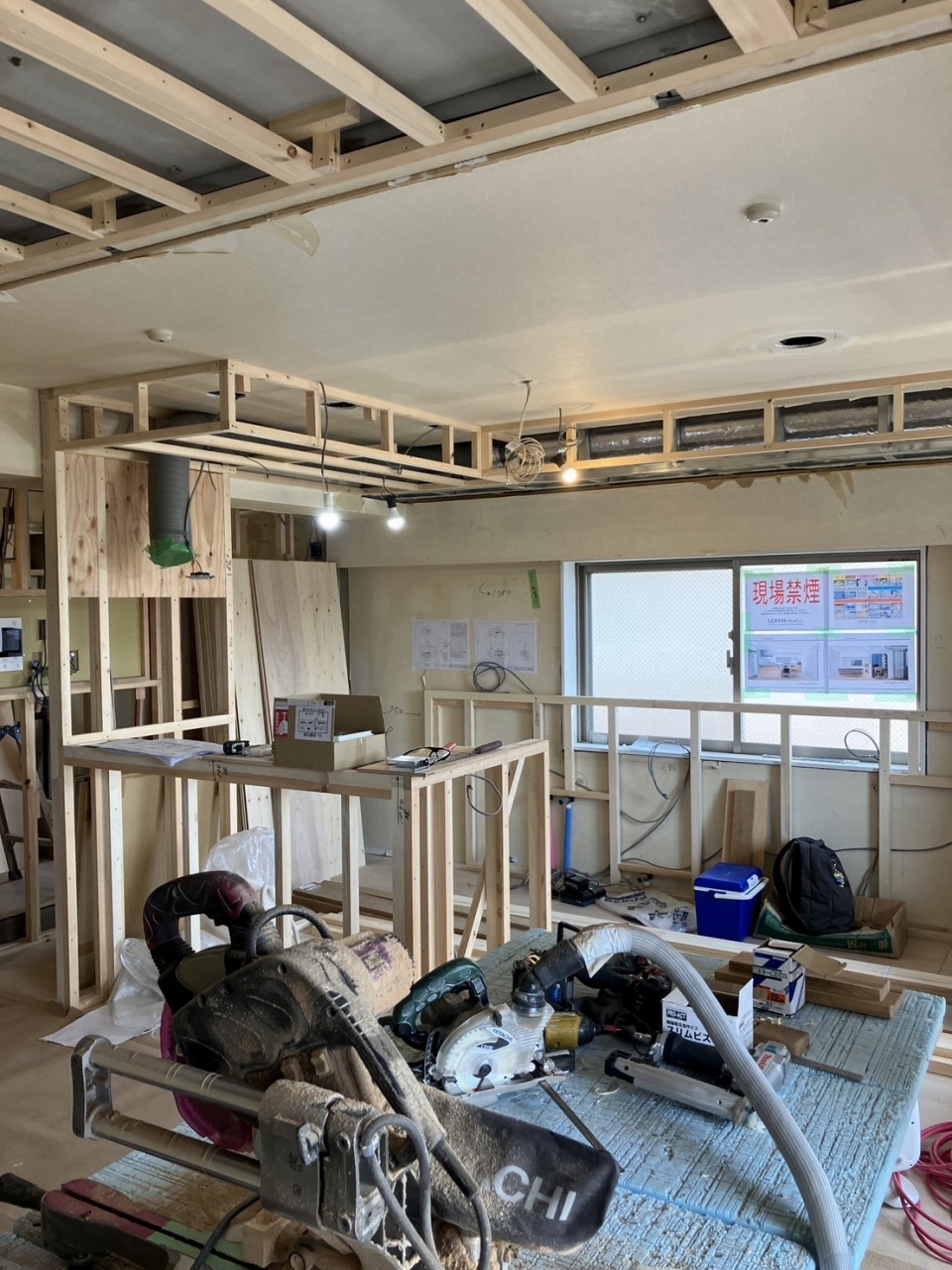 木工事中の現地確認へ！