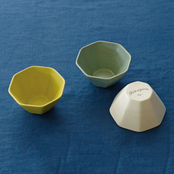 H2　ﾋﾞﾝｺﾞ画像④スタジオエム　オクトゴーヌ3寸小付き2個セット（白妙錆青磁）