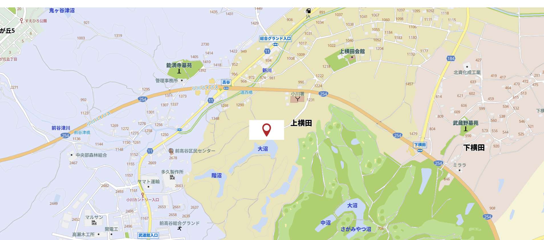 比企消防署奥上横田堆肥場待ち合わせポイント