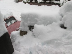 大雪の小川町みどりが丘高橋家の玄関