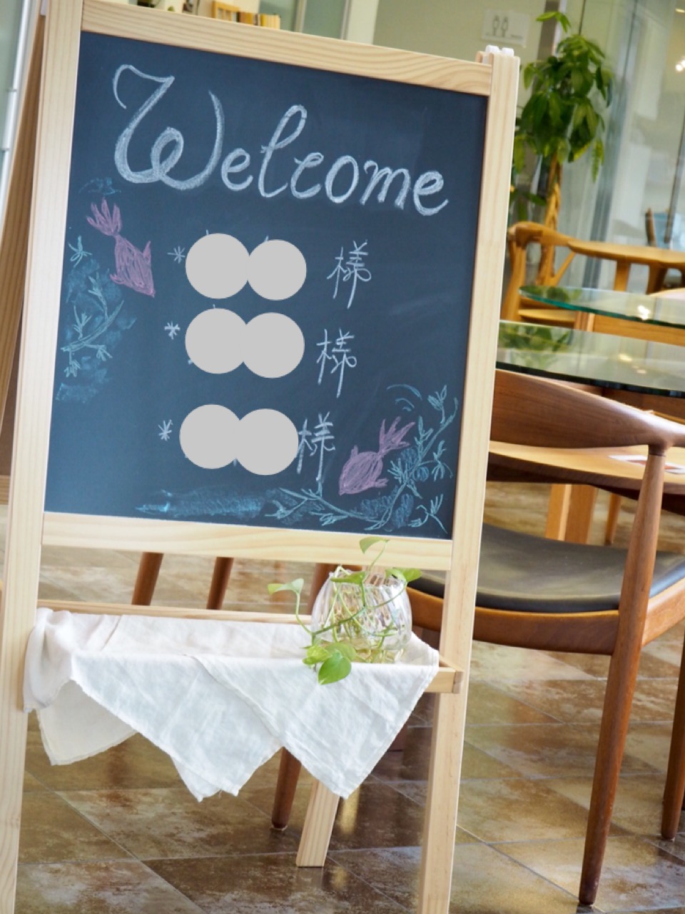 営業のお知らせと本日のウェルカムボード♪