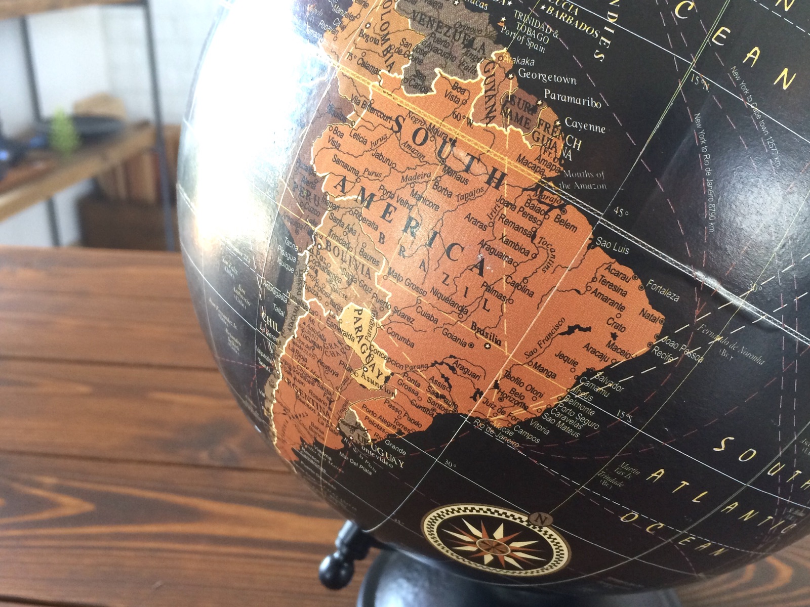 ブラジル　リオデジャネイロの位置は…　＊　雑貨　地球儀