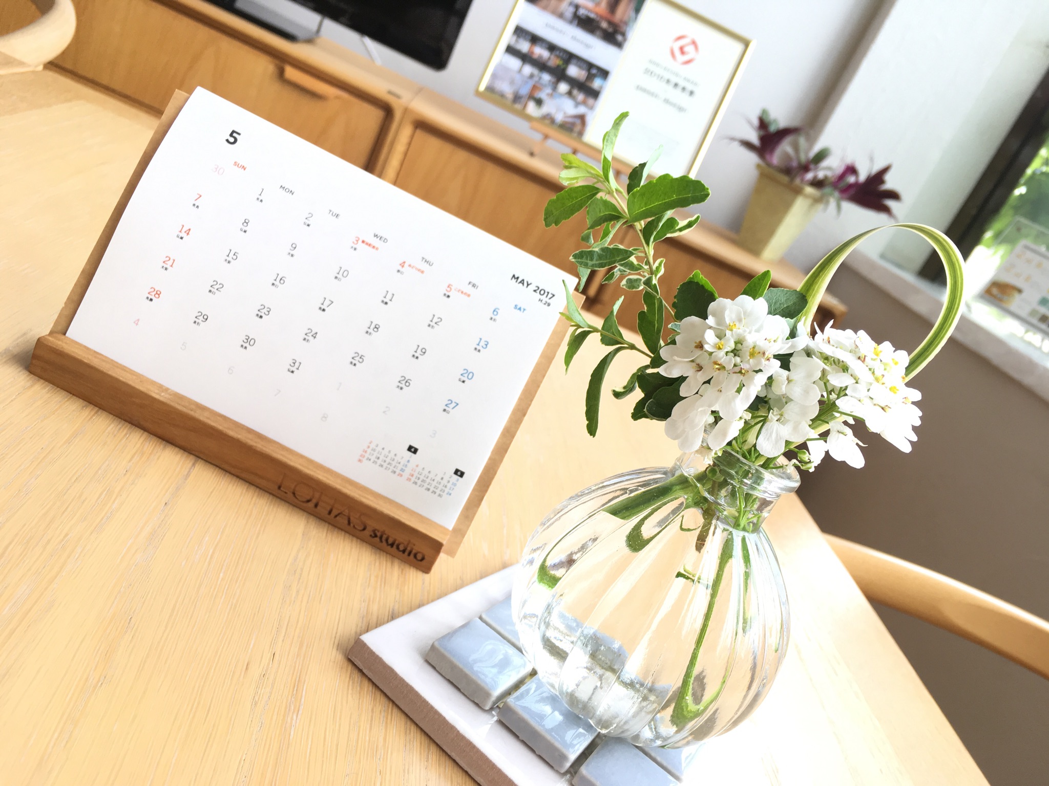 ＜本日はこどもの日＞ｽﾀｼﾞｵにも、ﾐﾆこいのぼりが…♪