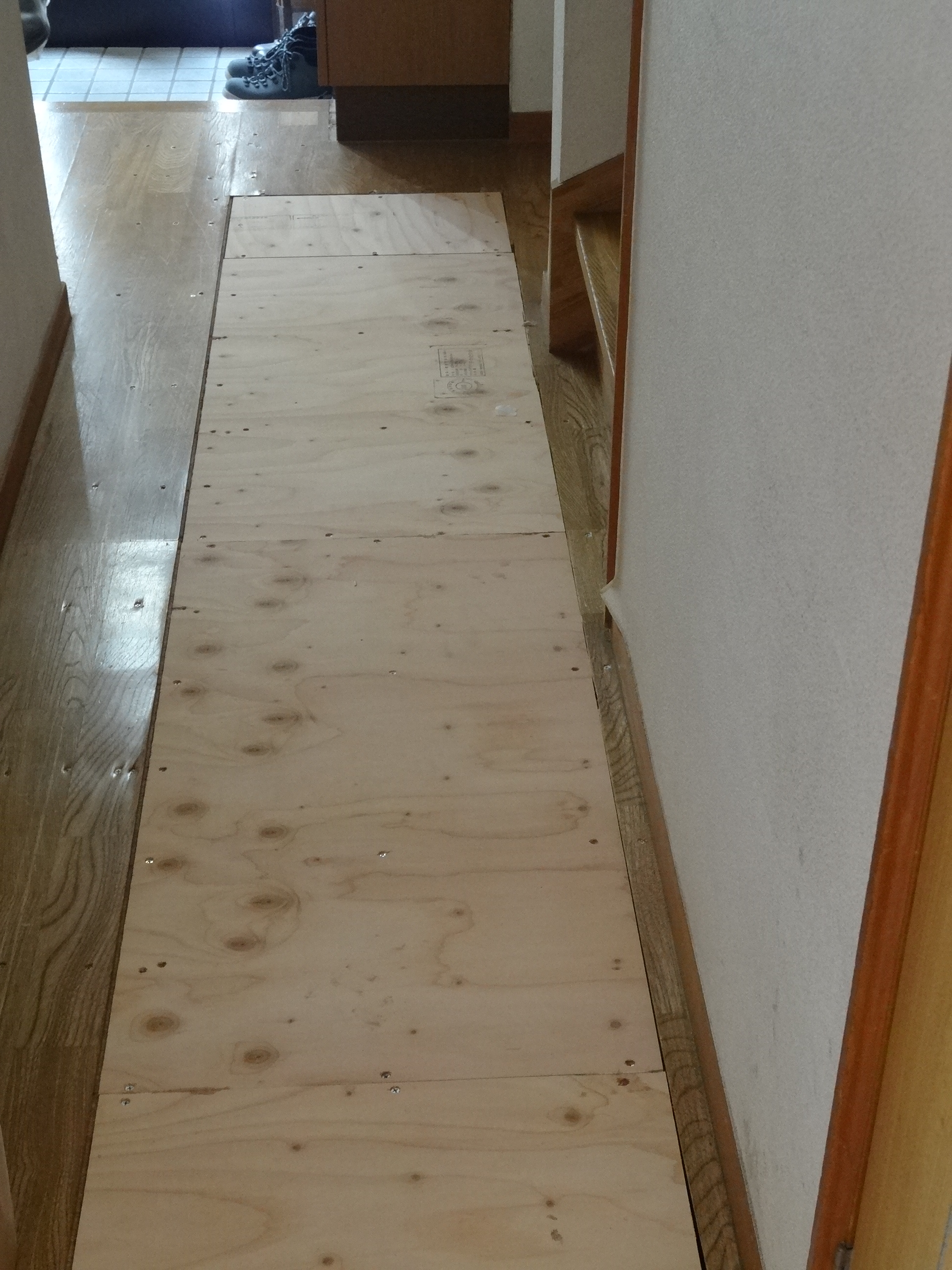ホワイトオーク　無垢フローリング貼り①下地補修