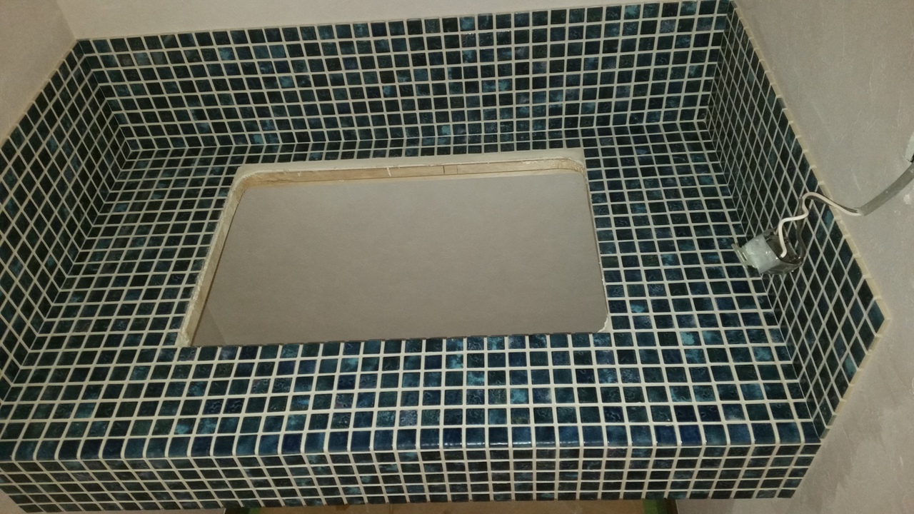 洗面台　造作　タイル