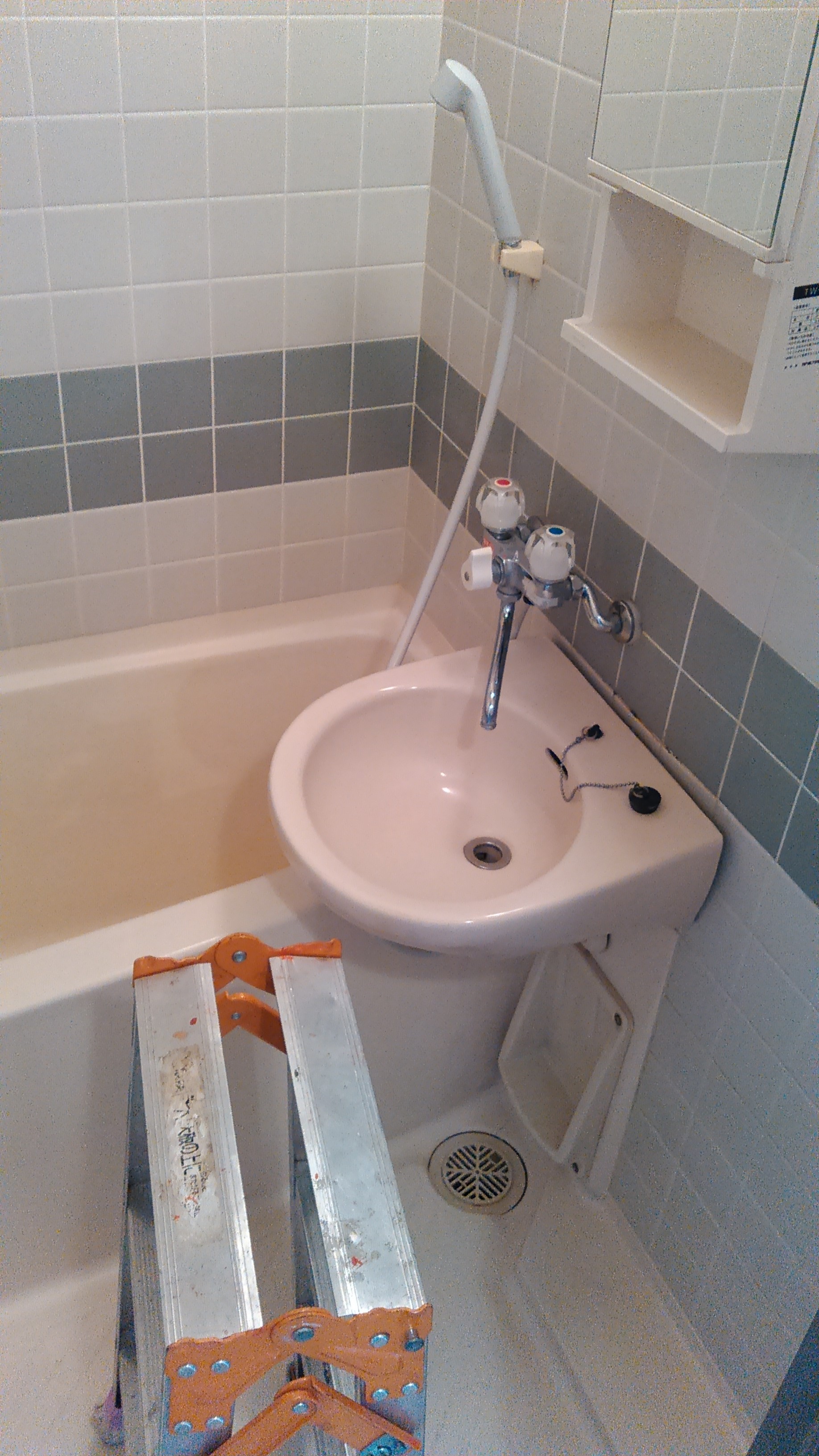 2点ユニットを別々に・・・。シャワー室と洗面化粧台①