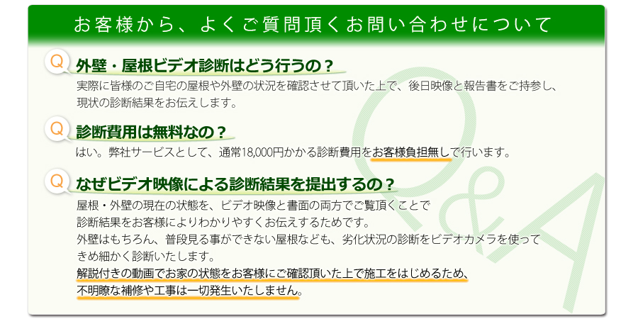 お客様から、よくご質問頂くお問い合わせについて