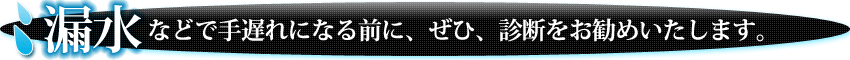 漏水などで手遅れになる前に、ぜひ、診断をお勧めいたします。
