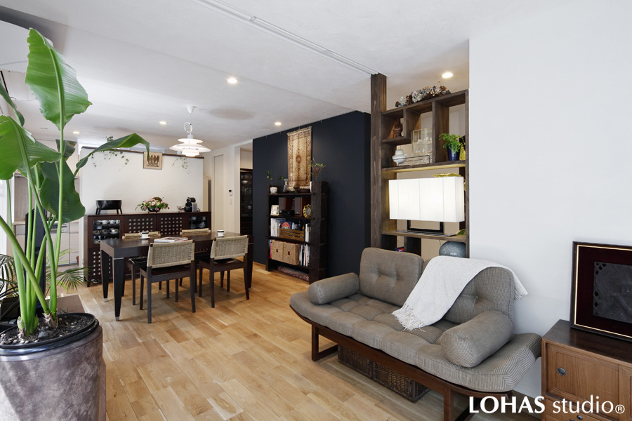 断熱施工で温度変化の少ないLDKの様子